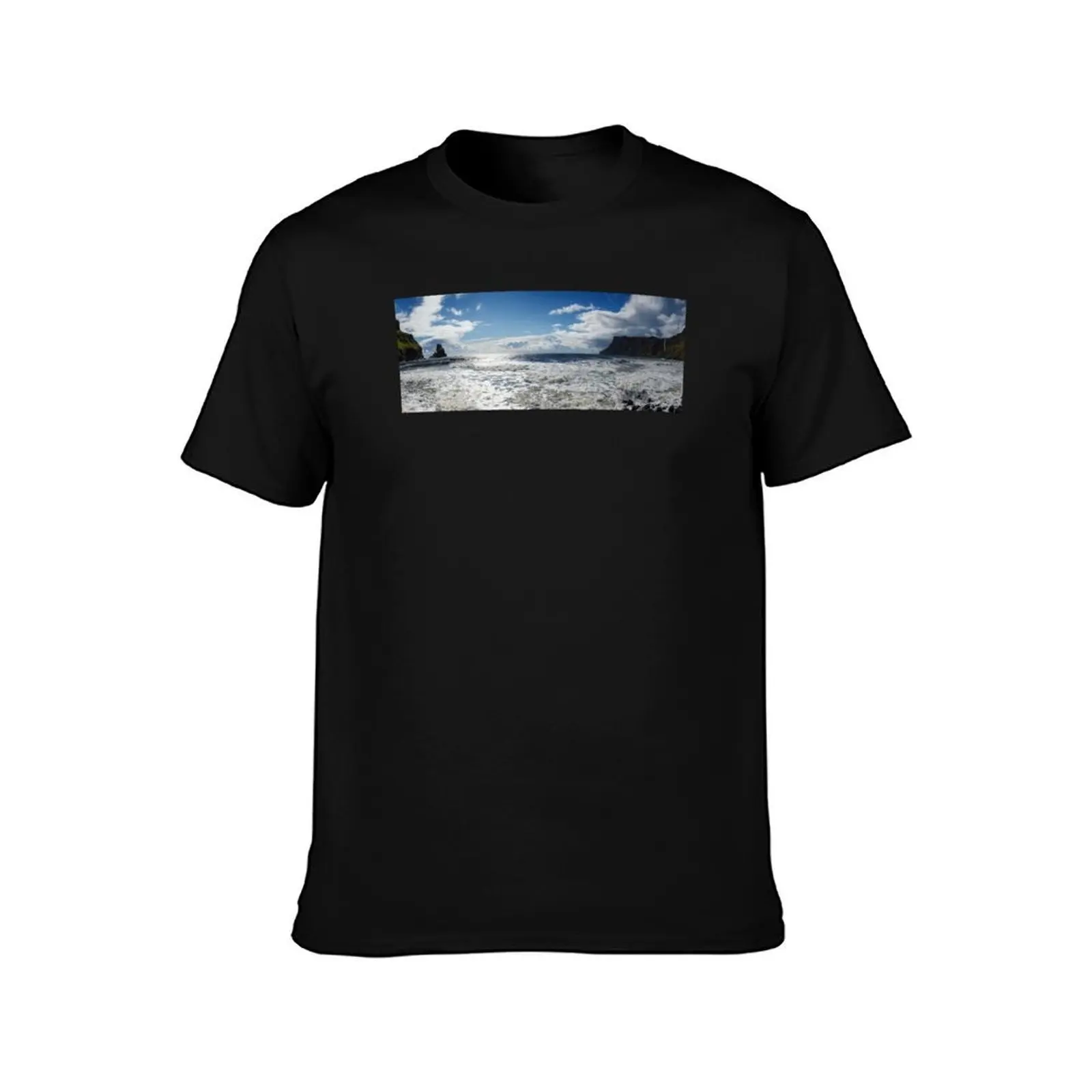 Panoramic view of Talisker Bay Isle of Skye T-Shirt, Summer Casual Cotton Tee, Oversized Streetwear Tops, Vintage Graphic Print