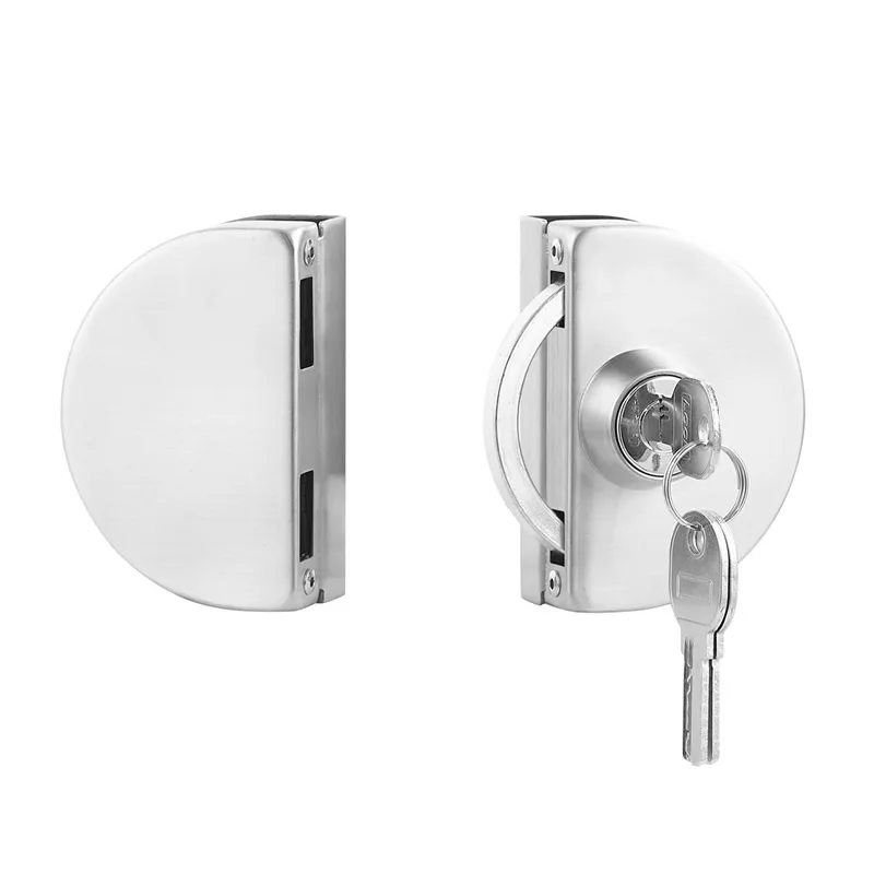 single side  Central Glass Door Lock 304 stainless steel without hole Bidirectional unlock Double door Frameless glass door