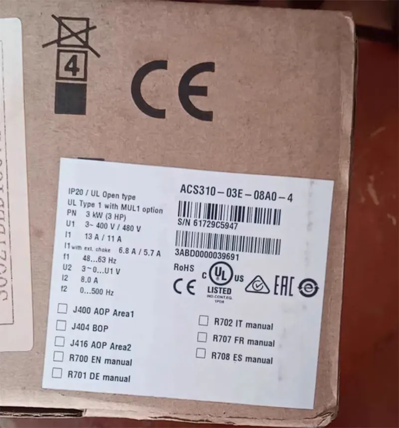 

Brand New ACS310-03E-04A5-4 ACS310-03E-06A2-4 ACS310-03E-08A0-4 ACS310-03E-09A7-4 One Year Warranty