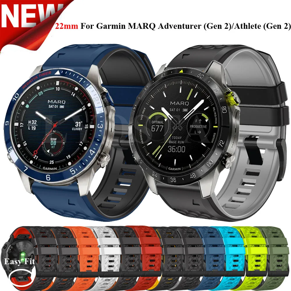 26 22mm Quick Fit Silicone Watchband For Garmin MARQ Adventurer/Athlete/Golfer/Captain/Aviator (Gen 2) Fenix 8 7X 6X EPIX Gen 2