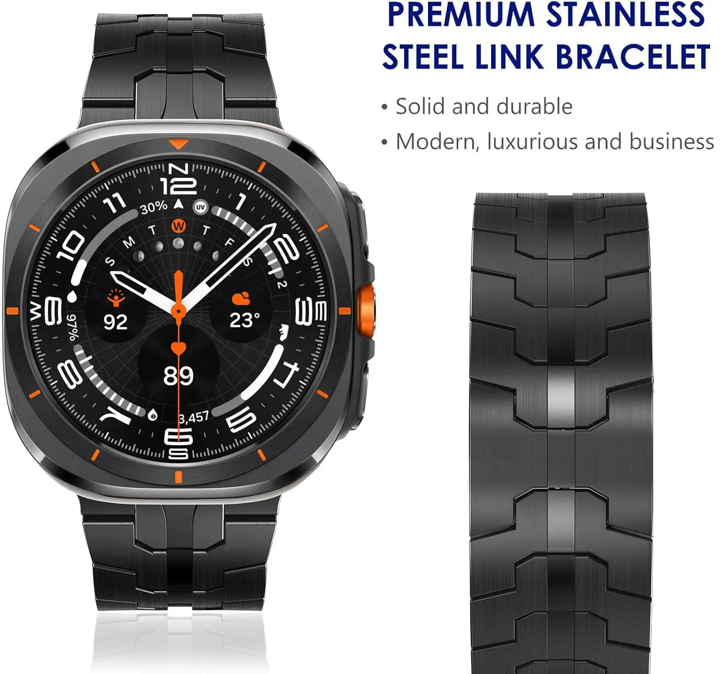 Luxuriöses Edelstahlarmband für Samsung Watch8, Butterfly-Schnalle, Metall, gepanzertes Samsung Ultra-Armband – Detail 6