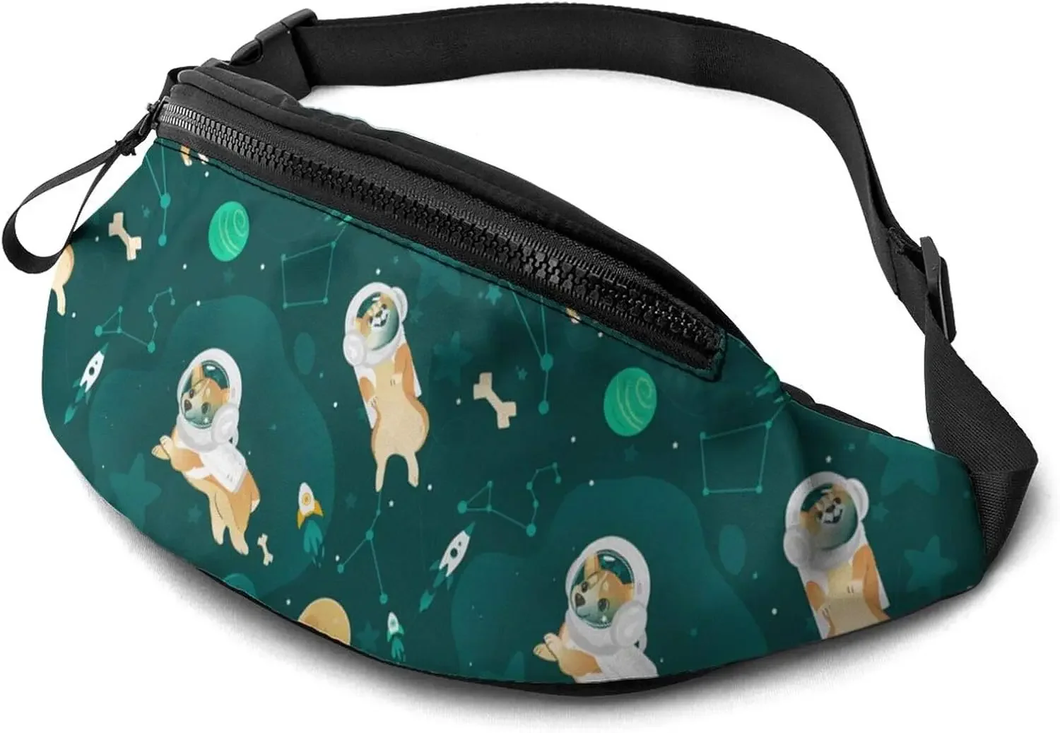 

Fanny Pack, Cute Corgi Waist Bag With Headphone Hole Belt Bag Adjustable Sling Pocket Fashion Hip Bum Bag For Women