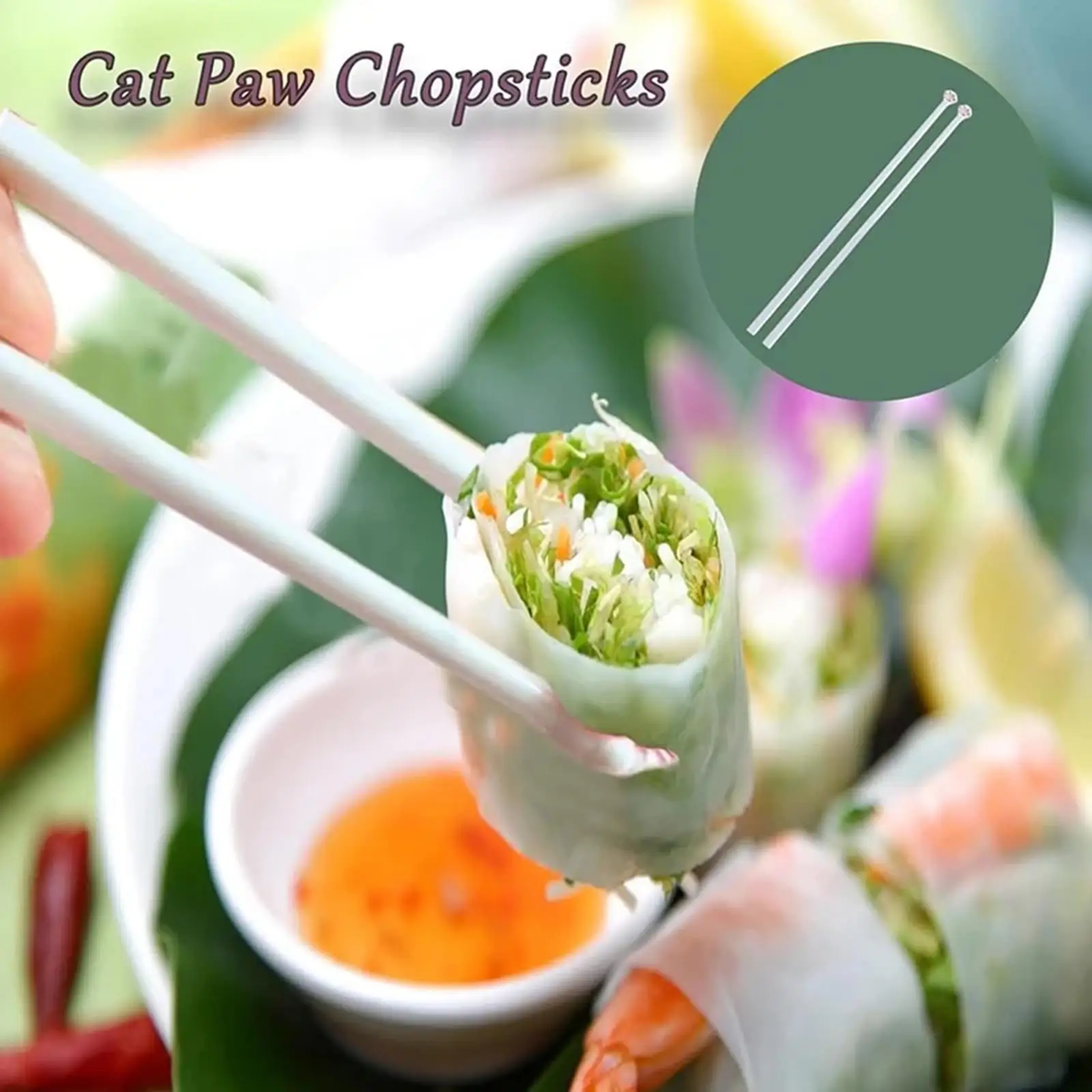 

Cat Paw Chopsticks - Non-Slip Cute Pink Utensils for Sushi & Asian Cuisine
