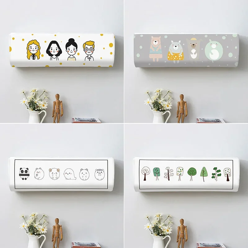 Cartoon Printed Air Conditioner Cover Easy Cleaning Air Conditioner Dustcover Wall Mounted Air Conditioner Protective Cover