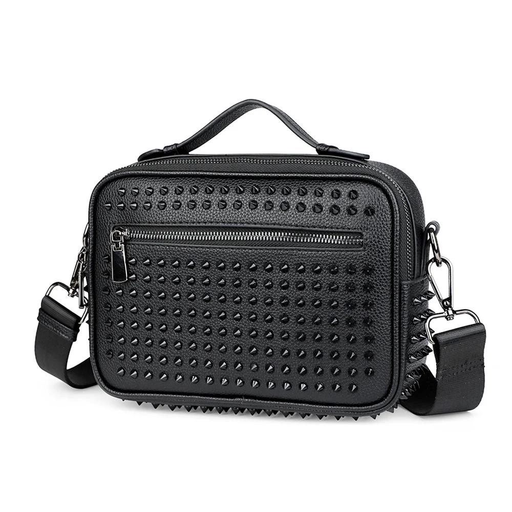 

Винтажная мужская сумка через плечо с заклепками, высококачественная сумка из искусственной кожи для путешествий, мужская сумка-кроссбоди в деловом стиле, мужская сумка-портфель