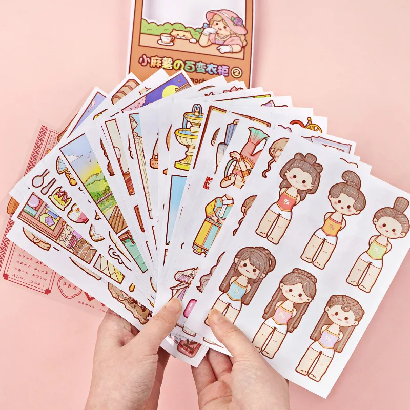 20/24 Pcs INS Style Girl Versatile  Wardrobe Dressup Sticker Set Cartoon Cute Journal Scrapbooking Stickers Kawaii Stationery