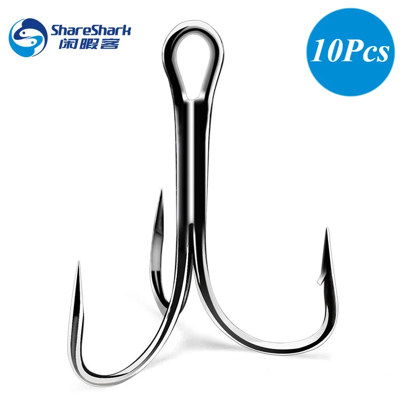 10 Pcs Big size Anchor Hooks Ultra Strong Shark Tuna Triple Treble Hooks Stainless Steel Jigging Barbed  Sea Peche Fishing Hook