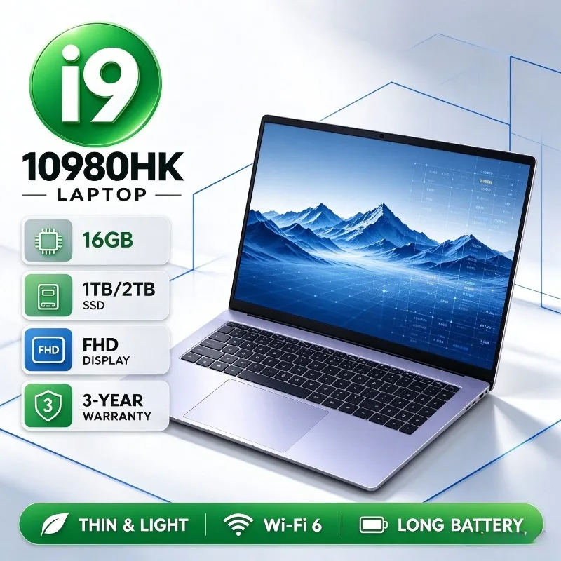Notebook 2026 I9 Windows Laptop Intel CORE I9-10980HK 14.1 Inch 16GB RAM 1TB 2TB SSD 1920*1080HD Gaming Laptops Pc Gamer Slim PC