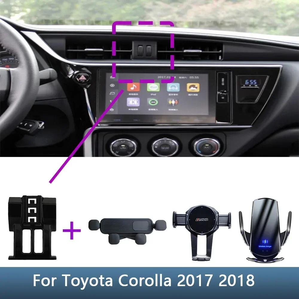 Car Phone Holder Special Fixed Bracket Base For Toyota Corolla MK11 2017 2018 Wireless Charging Stand Interior Accessories