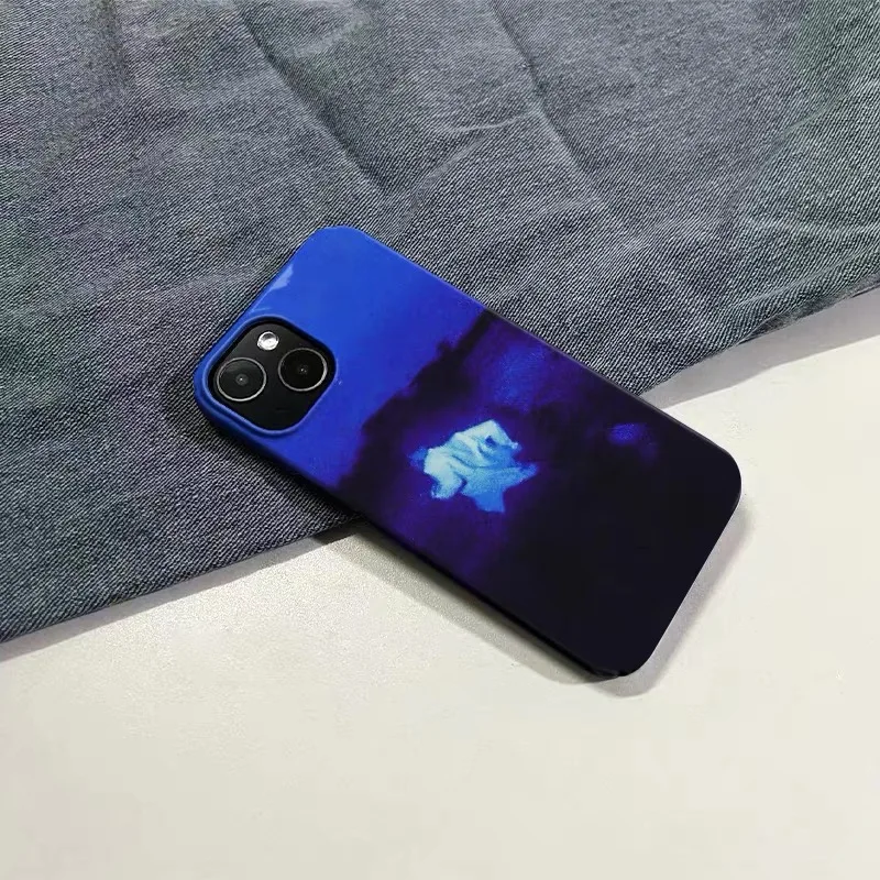 Ins Korean Blue Blur Art Case for IPHONE 17 16ProMax 15 14 13 12 11 PRO Plus Acrylic TPU Two in One Magnetic Phone Cases