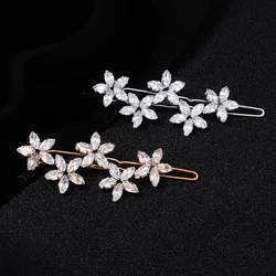 Korean Crystal Flower Hairpin for Women Vintage Female Braid Rhinestones Barrettes Flowers Shape Hair Clip Hair Accessories