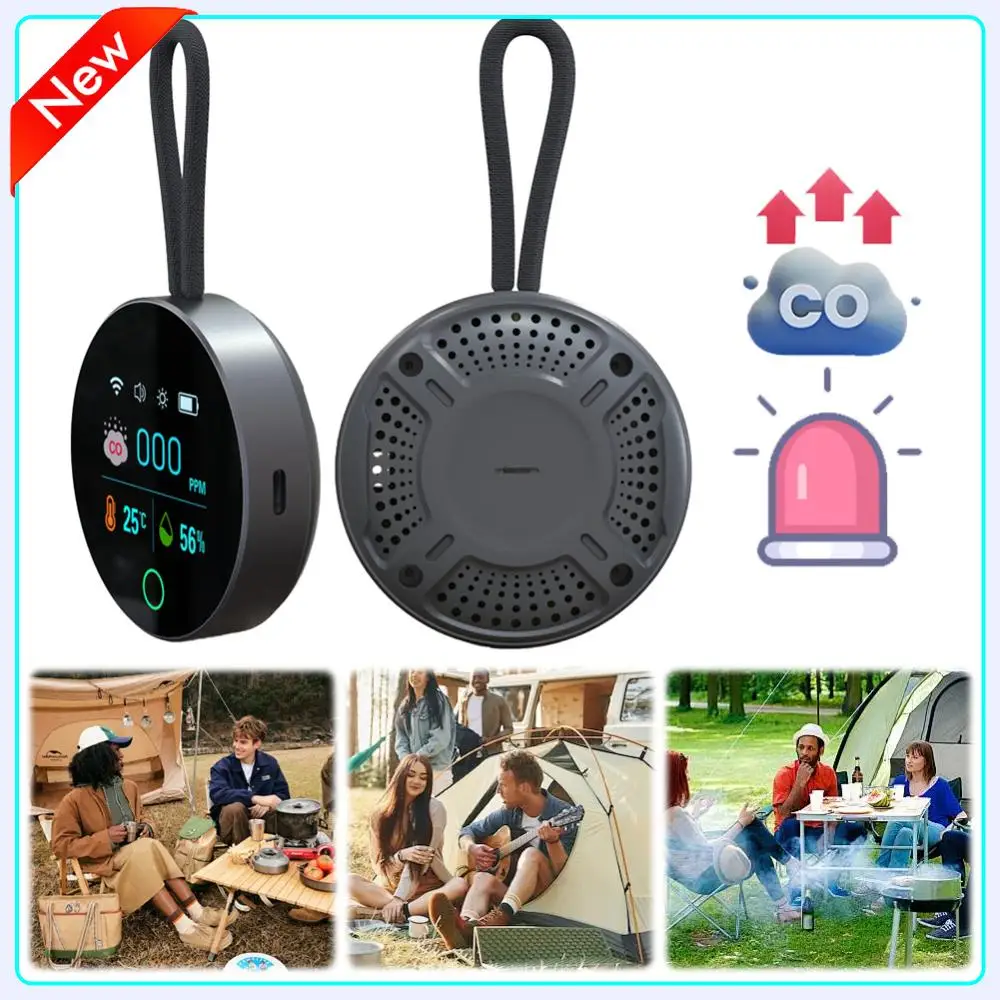 

3 In 1 Carbon Monoxide Detector Rechargeable CO Detector Alarm Temp Humidity Sensor CO Temperature Humidity Detector for Travel