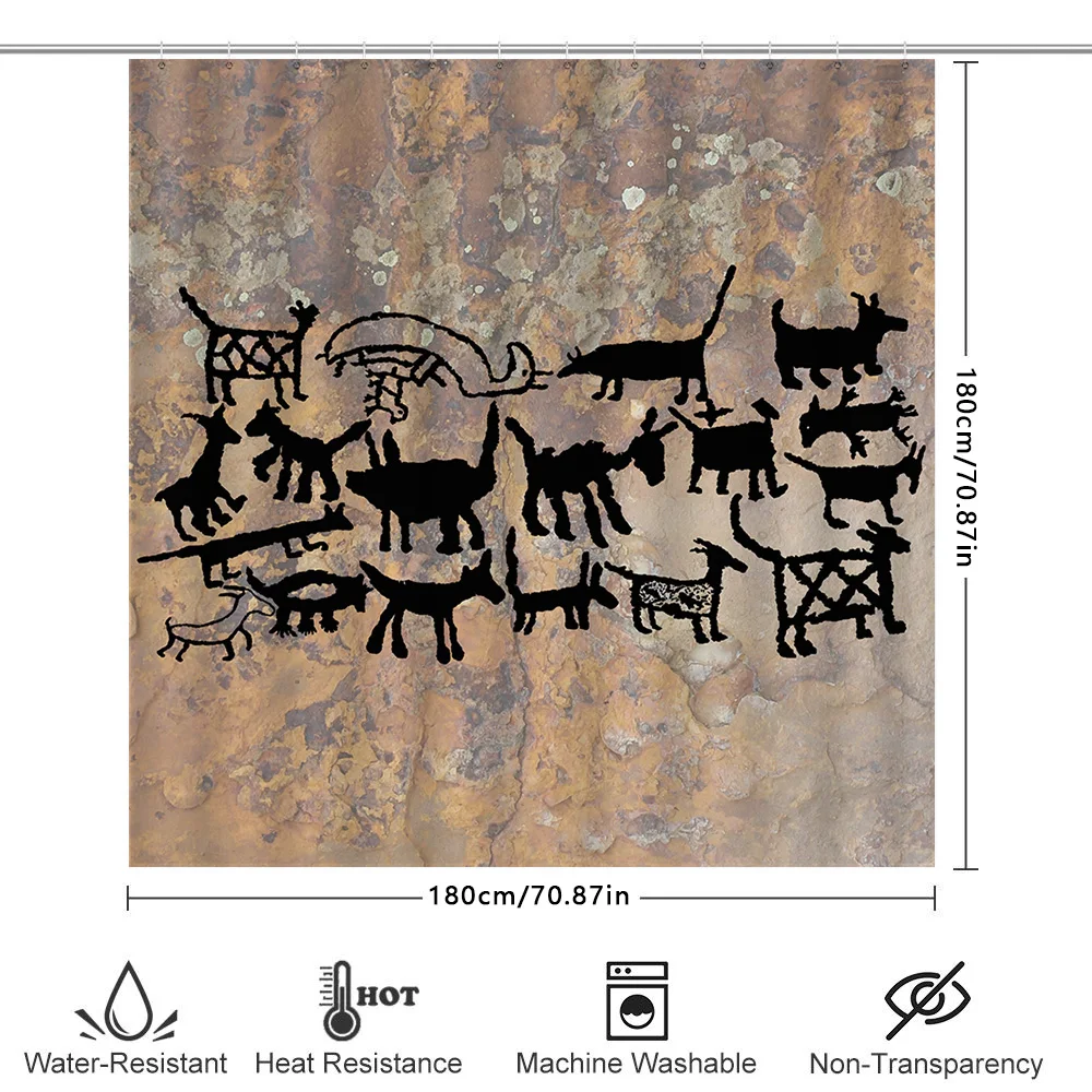 GAELuxurious Tenda da doccia con stampa animalier Design silhouette nera per la decorazione del bagno Tessuto resistente Lin da bagno impermeabile