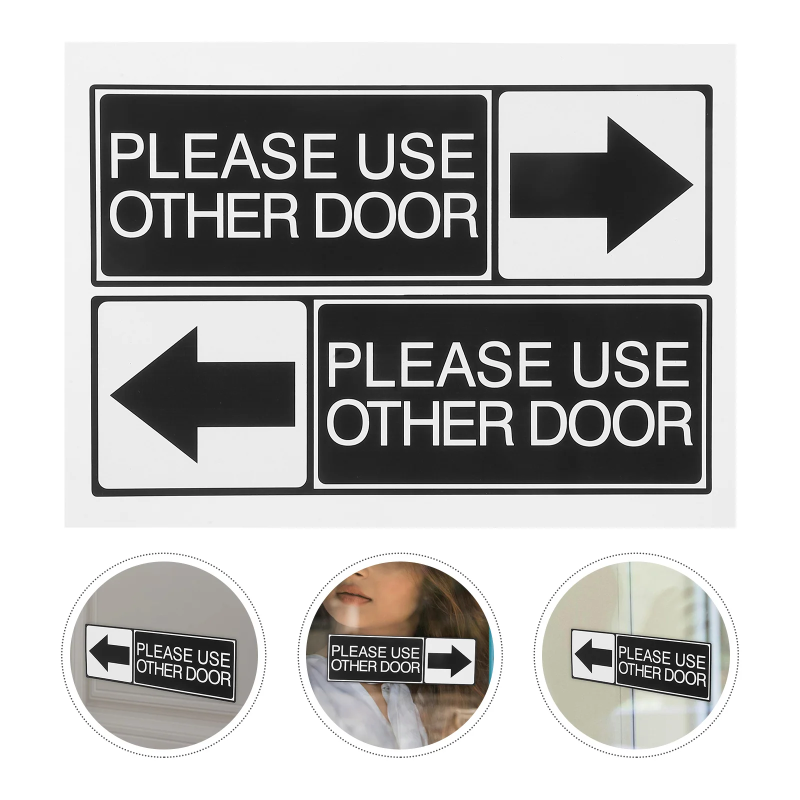 

6Pcs Please Use Other Door PVC Waterproof Self-Adhesive Door Sign Stickers Office Business Home School Entrance Arrow