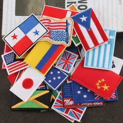 National Flags Embroidery Iron on Patch Small Size Country Banner Appliques for Clothing USA UK Japan Korea Colombia Flag Emblem