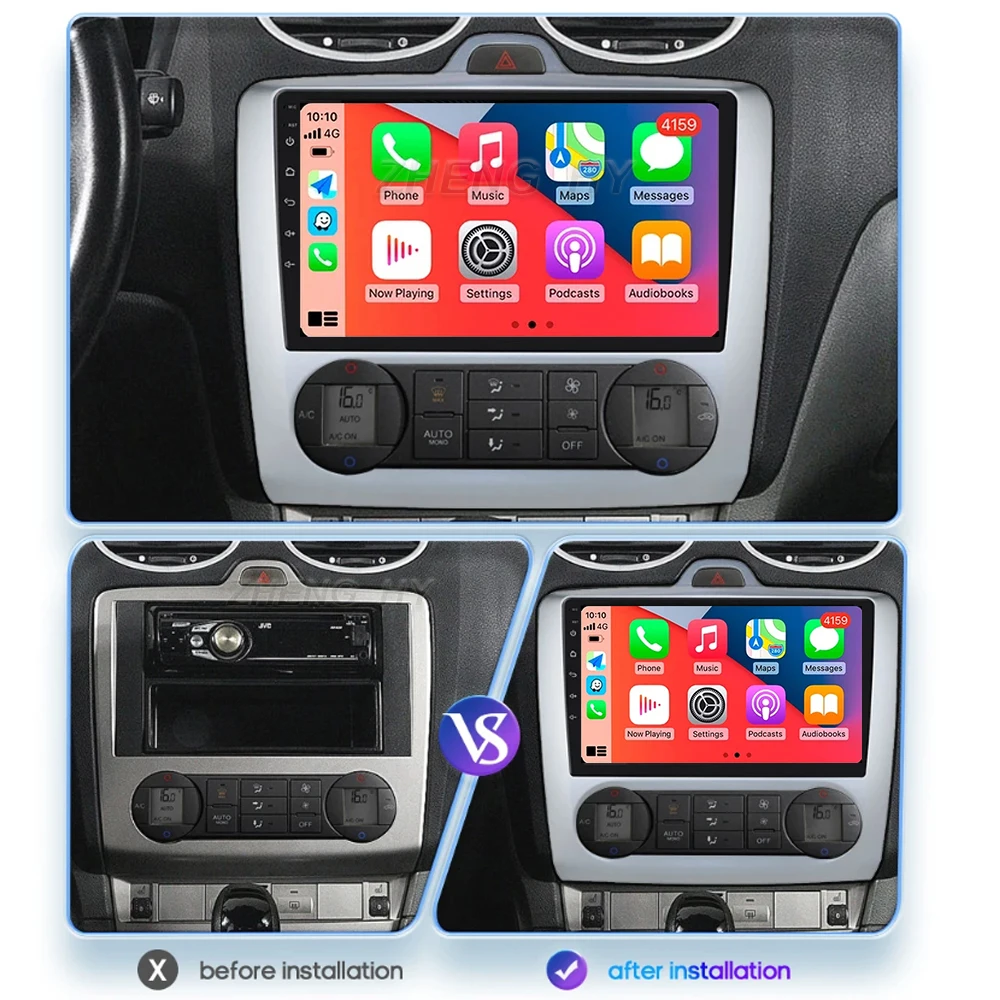 Android 16 For Ford Focus 2 3 Mk2Mk3 Exi AT 2004-2011 CarPlay Android Auto Car Radio Stereo GPS Navigation Multimedia Player 5G