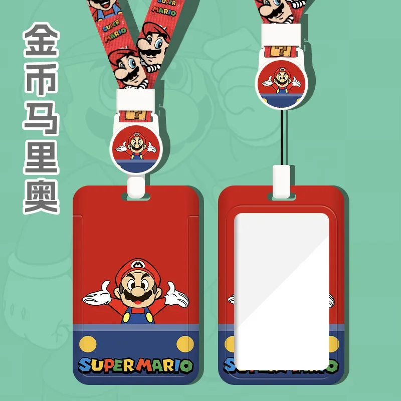 Super Marios Bros Etui na karty Rozciągliwa smycz Kreskówka Sznurek Akcesoria Anti-lost Karty Etui ochronne Artykuły szkolne