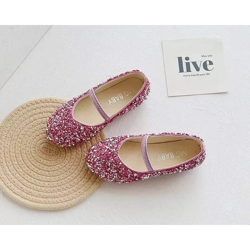 2025 Frühling 1 bis 12 Jahre alte Mädchen-Kleiderschuhe Beauty Pointed Toe Teen Girl Lederschuhe Bling Princess Hochzeitsschuhe – Detail 6