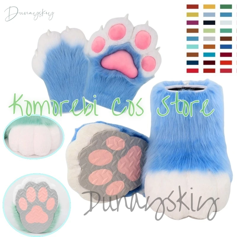 

New Kig Fursuit Cosplay Paw Shoes Suit Furry Fursuit Cosplay Rubbit Cat Boots Cute Fluffy Animal Manga Party Wearable Costume