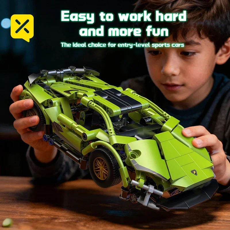 Voiture de sport technique 321 pièces, ensemble de blocs de construction verts à entraînement roulant, Kit de voiture de course à échelle pour enfants et adultes, véhicule de course, jouets cadeaux