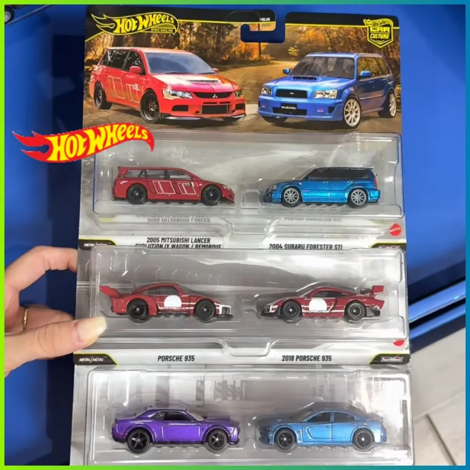 Disponibile Hot Wheels Premium Culture 2-Pacchi Giocattolo per bambini Hotwheels 1:64 Modello di auto Ragazzi Giocattoli per bambini Mitsubishi Subaru Dodge Porsche