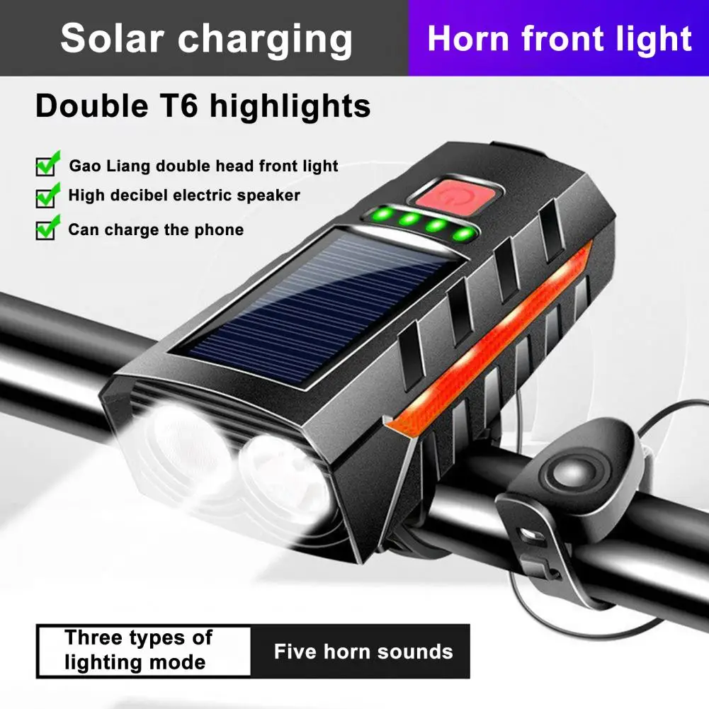 

Super Bright Bicycle Light Bike Headlight Cycling Companion Solar-powered Waterproof Bike Light with High Lumens for Safe