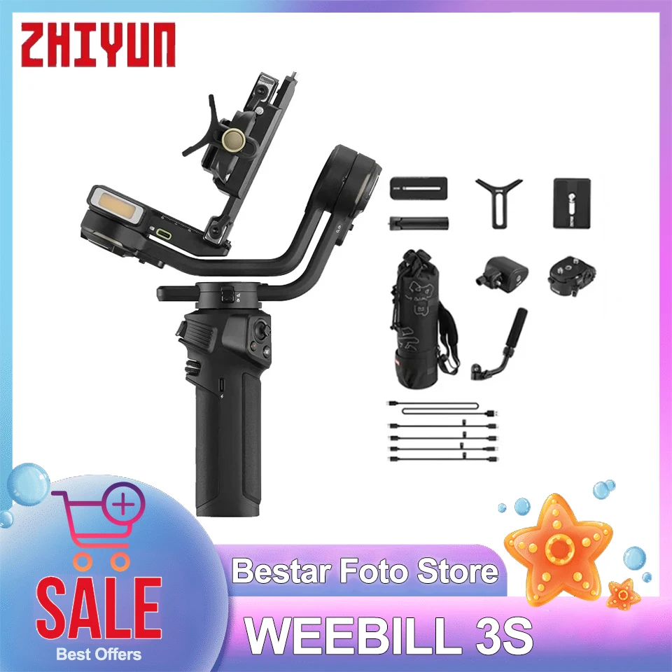 

ZHIYUN WEEBILL 3S 3-Axis Handheld Camera Gimbal Stabilizer Compatible with Sony Fuji Nikon DSLR Mirrorless Camera for Vlog Shoot