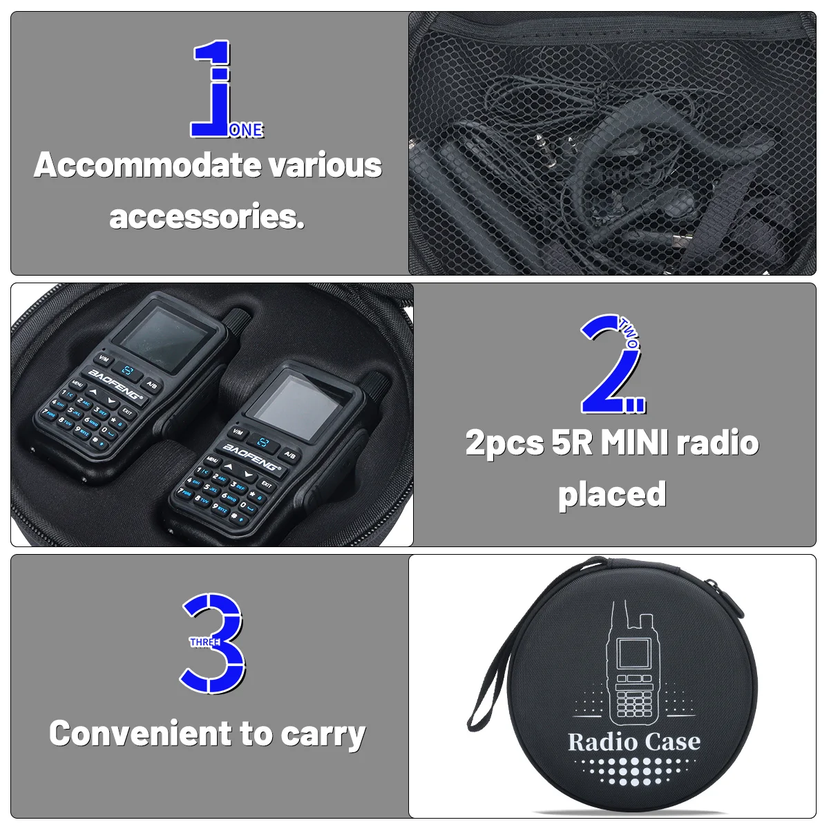 ABBREE 5R Mini Radio Handbag Carrying Case Ergonomic Holder Storage Two Way Radio Holder Radio Pouch For Traveling/Camping