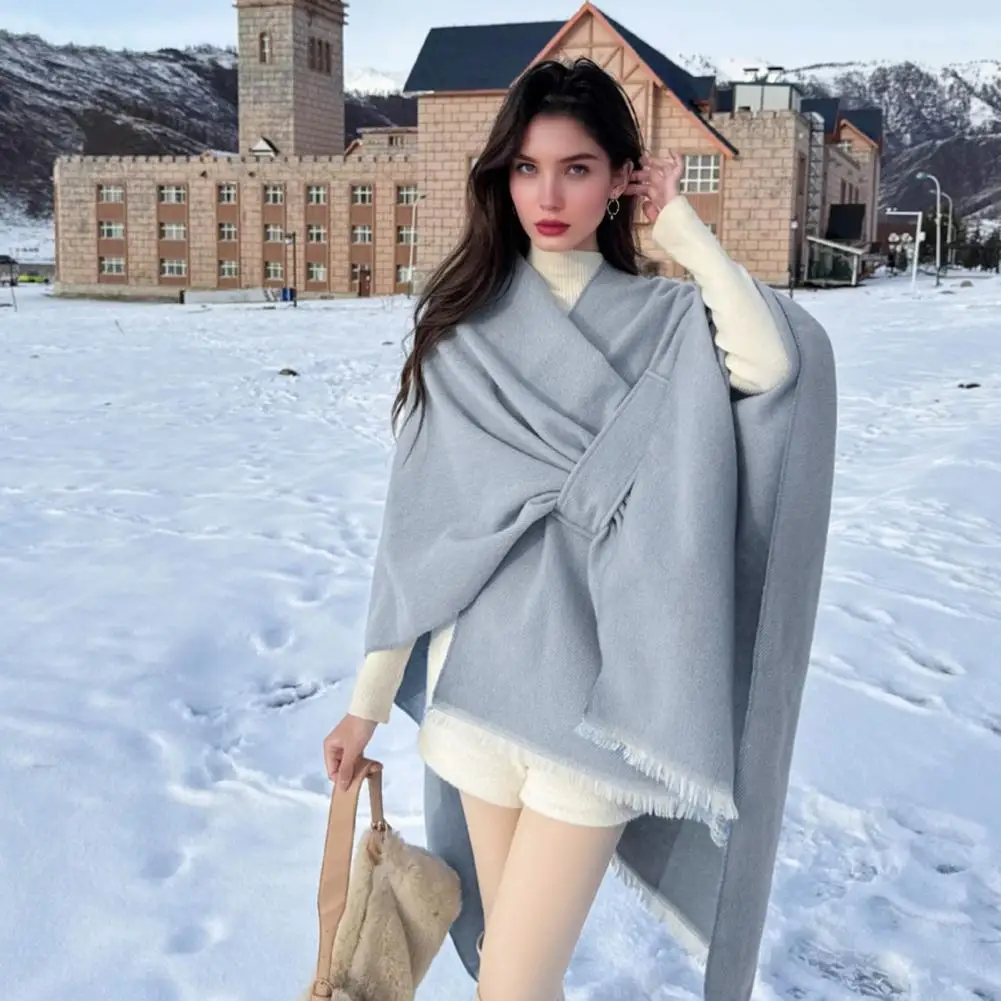 

Cozy Wrap Shawl Cashmere Imitation Shawl Elegant Cashmere Imitation Cloak Shawl for Women Soft Warm Winter Scarf Jacket Stylish