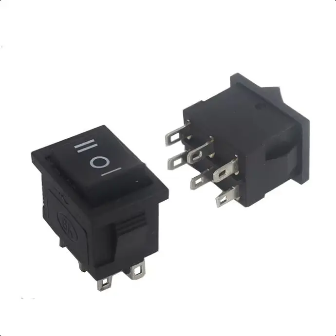 【10-1PCS】KCD1 KCD4 Black Rocker Switch Power Switch ON-OFF ON-OFF-ON 2 Position /3 Position 6 Pin No lights