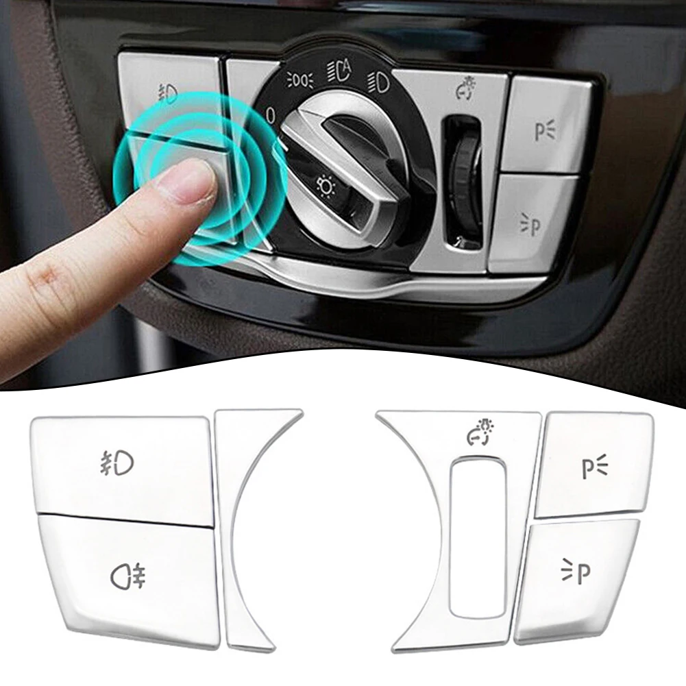 6Pcs/set Headlight Switch Buttons Trim Cover Decoration For BMW 5 Series G30 G31 2018-2022 Interior Stickers Car Styling