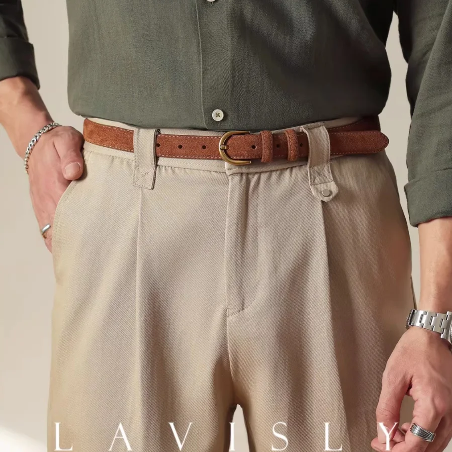 

Винтажный мужской ремень из замши и натуральной кожи, черный, повседневный, узкий (2,5 см), регулируемый, для брюк