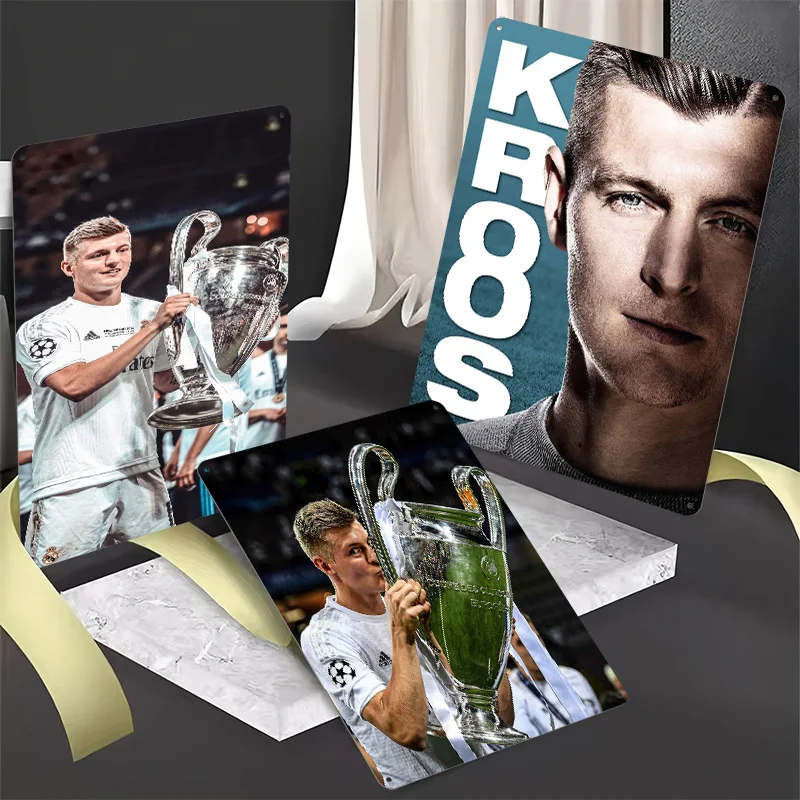 Toni Kroos Sports Metal Posters Customizable Vintage Metal Signs Wall Art Retro Tinplate for Man Cave Living Room Decorations