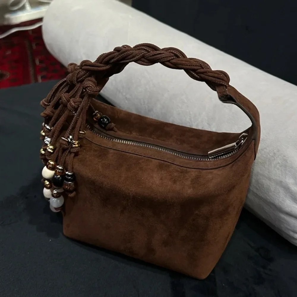 Advanced Casual Sanding Minority New Moda Wristlets Beads Chamois Three-dimensional Bag Harajuku All-match Exquisite Moda Purses