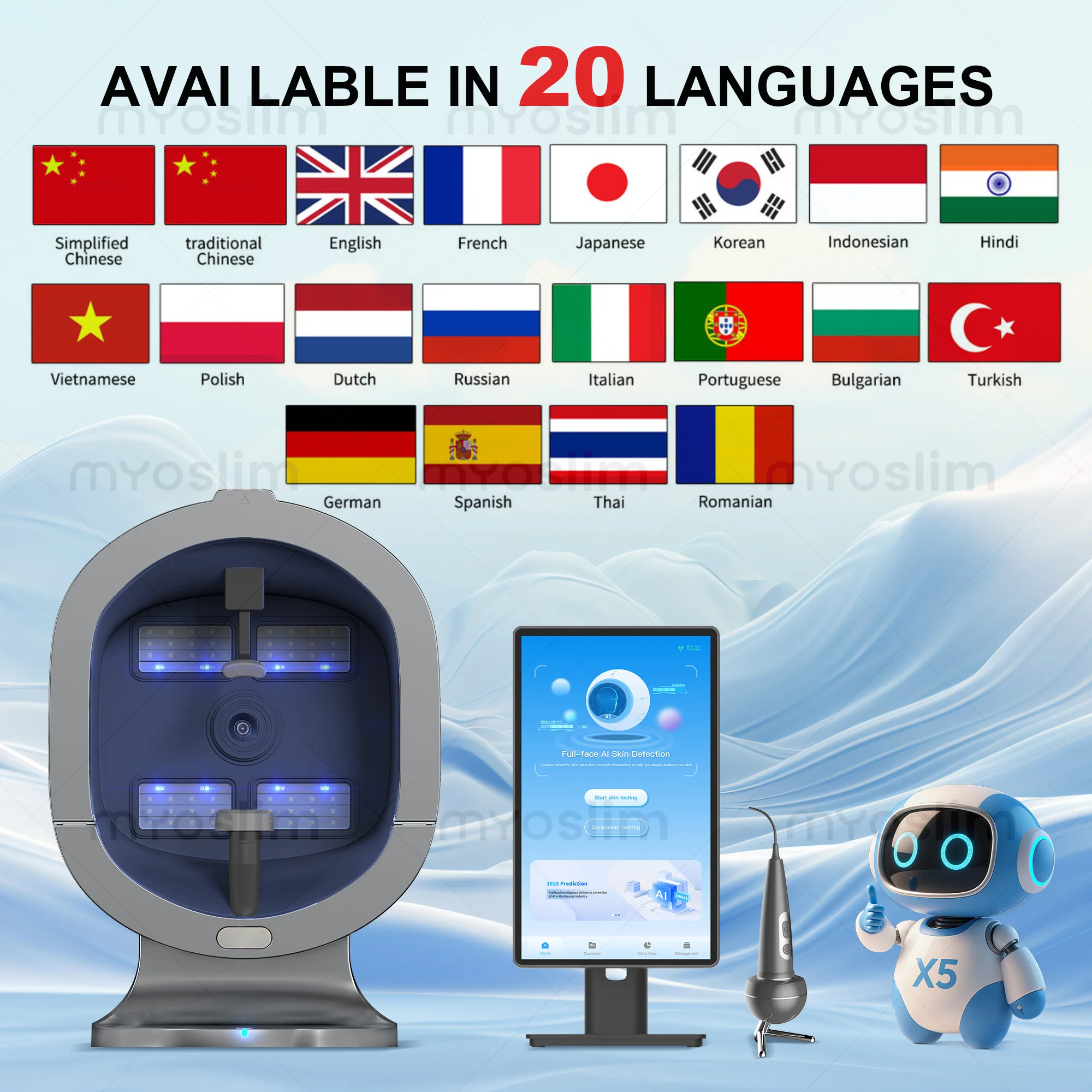 2025 Professional 3d Scanner Face Mirror Device Dermatoscope Skin Face Diagnostics Analysis Machine Facial Skin Analyzer Machine