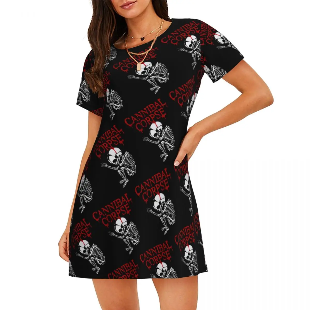 

Женская ночная рубашка Corpse Cannibal на заказ, одежда для сна с короткими рукавами, рок-группа Death Metal Music, женские пижамы