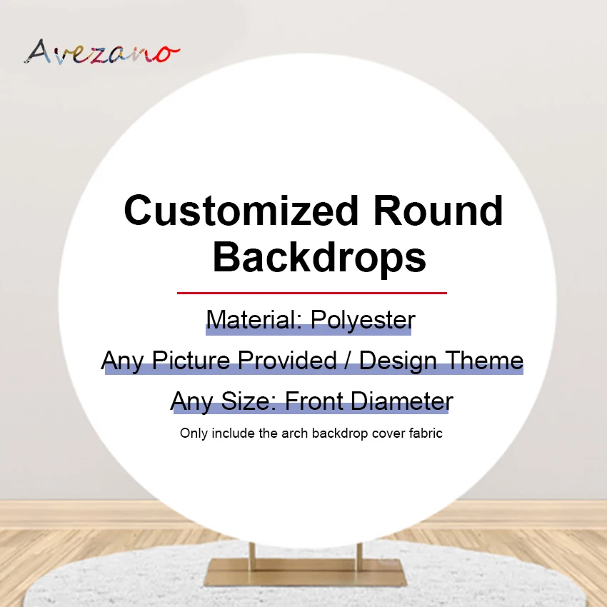 

Customized Round Photography Backdrop Custom Wedding Birthday Arch Cover Circle Polyester Party Baby Show Decor Background