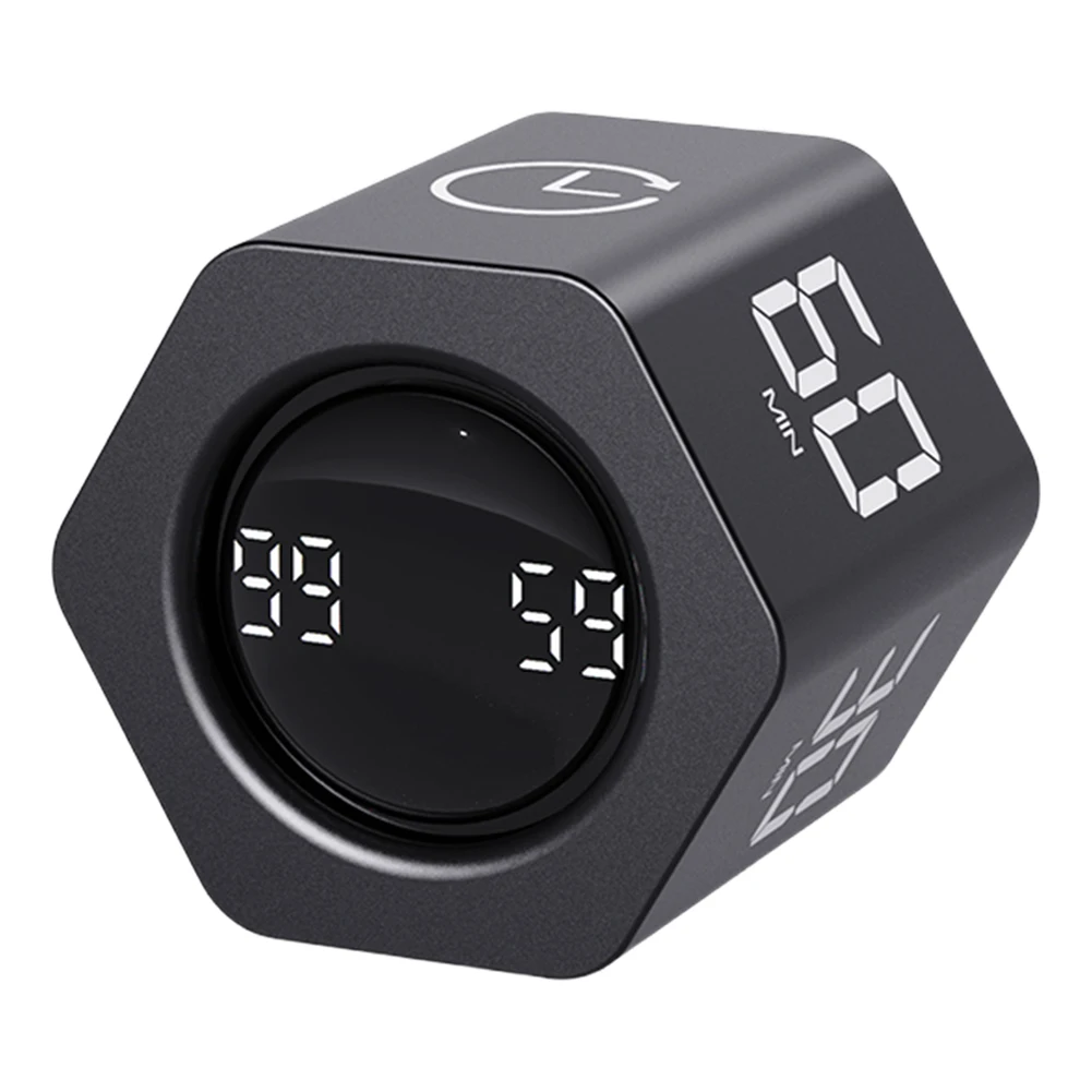 Productivity Cube Timer Gravity Sensor 5 Preset Time Rotating Pomodoro Timer Cube Countdown Stopwatch for Office ADHD Study Work