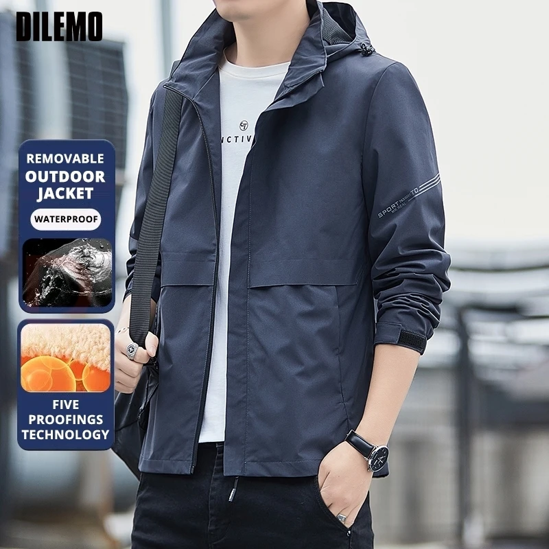 

High End Anti Fouling Non Stick Technology Hooded Men Outdoor Jacket Sport Windbreaker Detachable Cap Coats Windproof Outwear