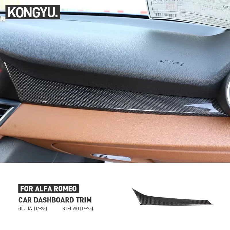

For Alfa Romeo Giulia 2017-2025 Real Dry Carbon Fiber Car Dashboard Decorative Panel Cover Trim Sticker Car Interior Accessories