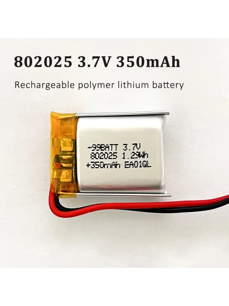 802025 3.7V 350mAh Bateria Lipo Litowo-Polimerowa Akumulator do MP3 MP4 Zabawek Słuchawek Bluetooth Głośników Myszy DVD GPS — zdjęcie produktu 7