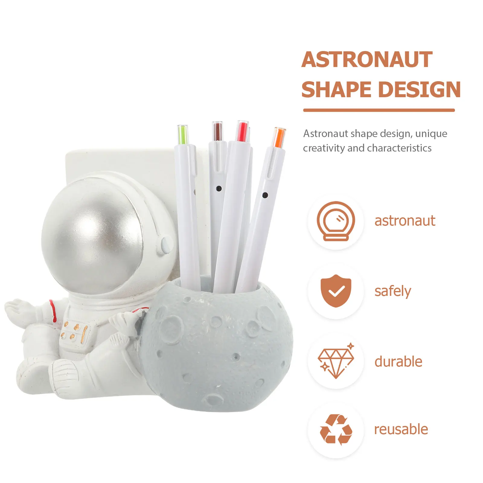 

Cartoon Astronaut Resin Desktop Pen Holder Stationery Organizer Phone Stand Decorative Adornment Spaceman Decor Office