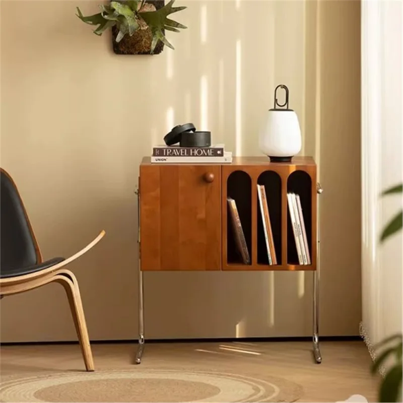 Nordic solid wood magazine cabinet cave bookcase record storage cabinet
