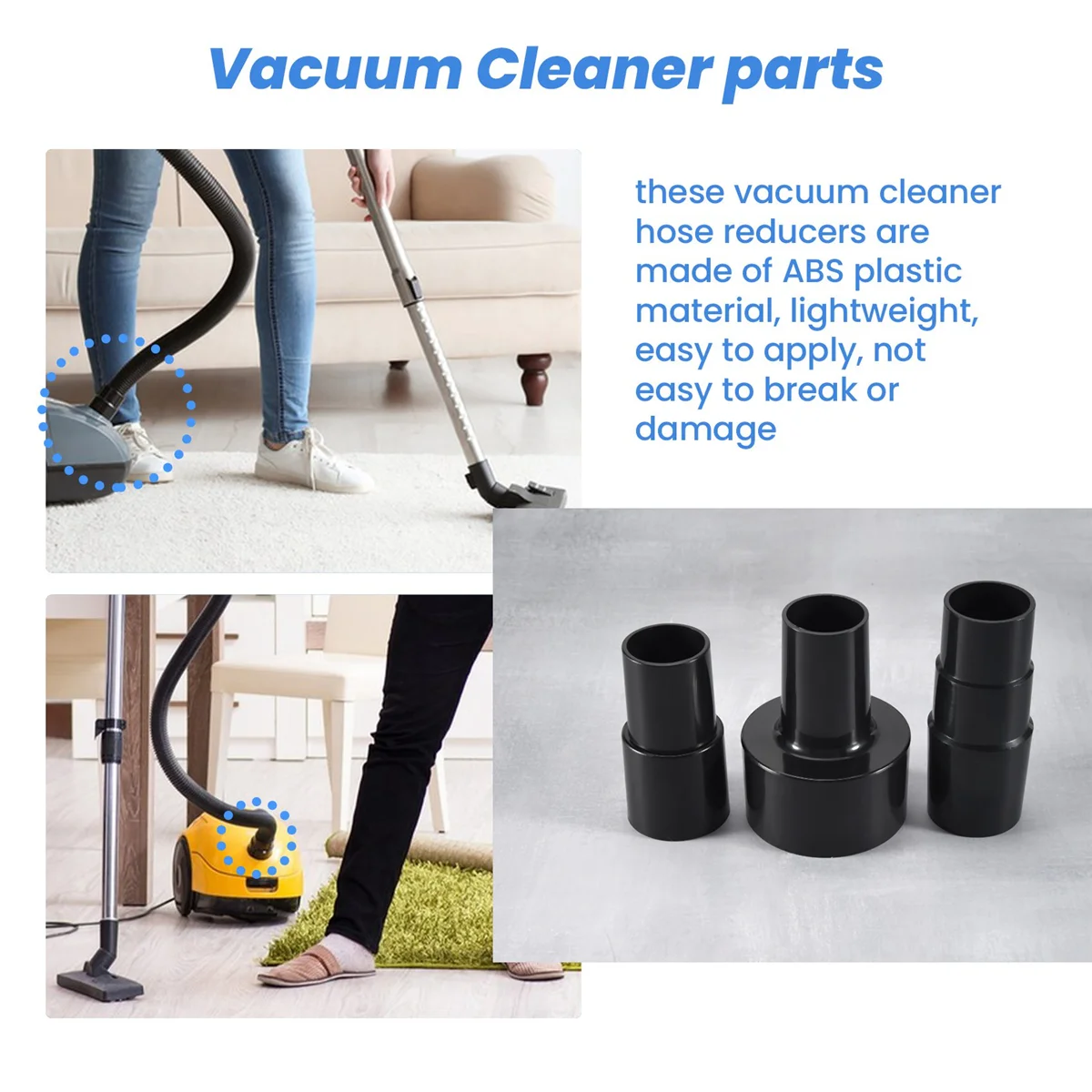 ABRG 3 Pieces Universal Vacuum Hose Adapter Wet Dry Vacuum Converter Reducer Attachments for Vacuum Cleaner