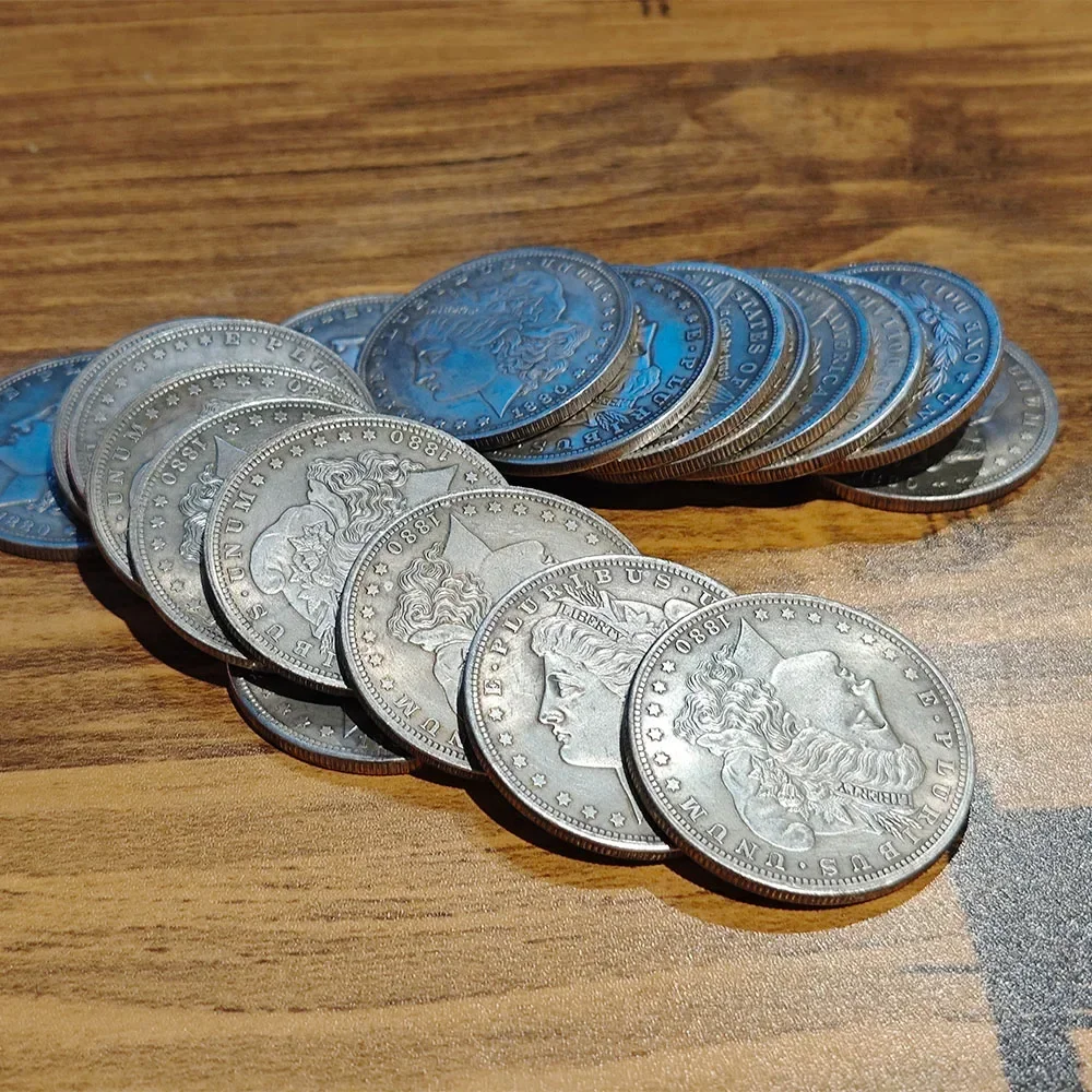 1 Uds. De dólar Morgan de acero (3,8 cm de diámetro), los trucos de Magia se pueden chupar, accesorios usados, moneda de magia que aparece/desaparece