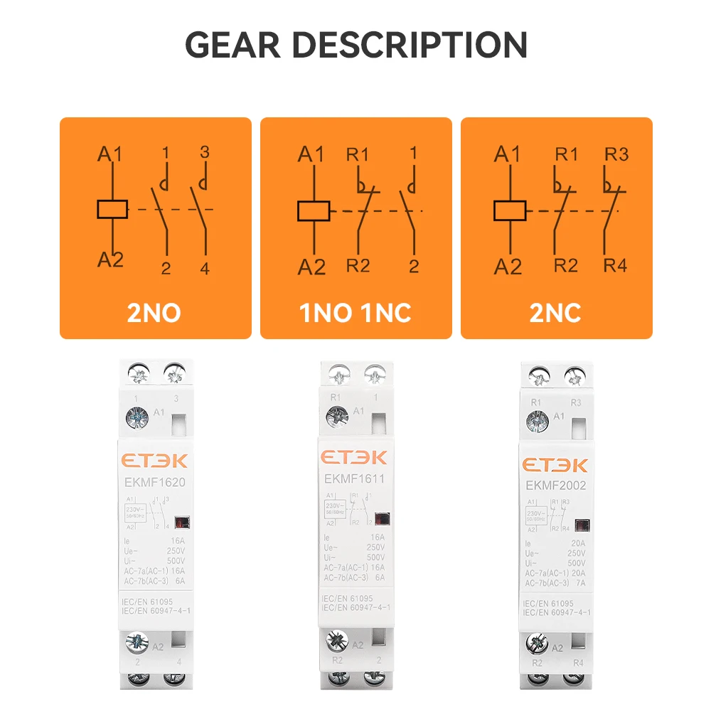 自動化ekmf用モジュラーコンタクタ,220V,単相,2p,2nc 1r,25a,20a,16a