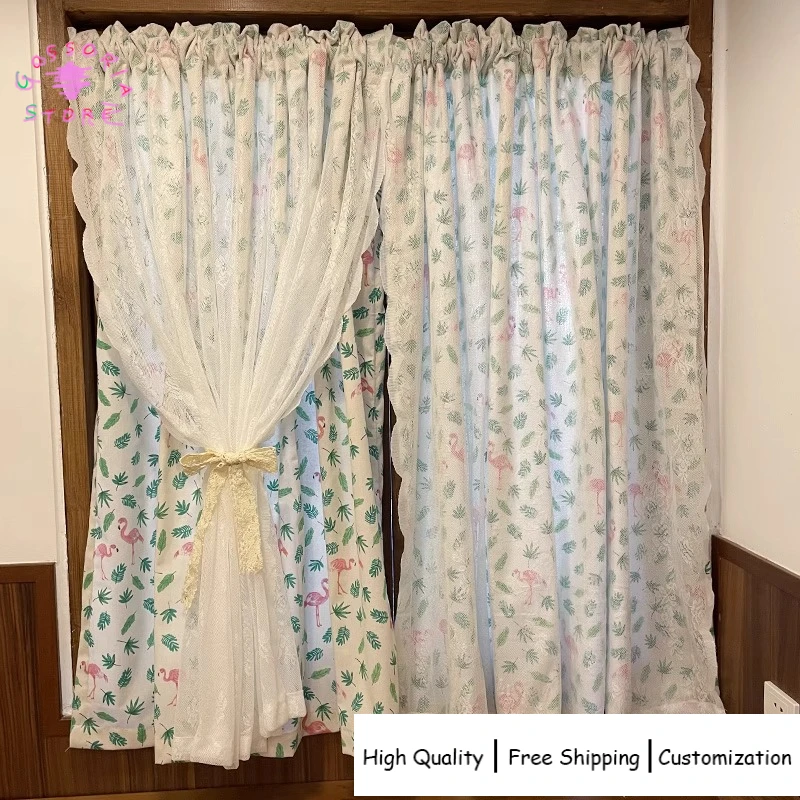 

Sample Custom French Style Light Luxury Curtains for Bedroom Living Room Double Layer Lace Princess Gauze Door Elegant Drapes