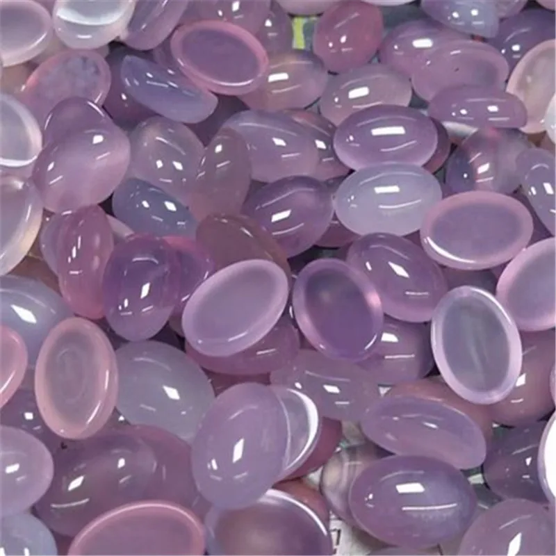 10PCS Nature Purple Jade Stone Cabochons Oval Shape 8X10MM 10X12MM 10X14MM 12X16MM 13X18MM Natural Semi Precious Beads DIY Parts