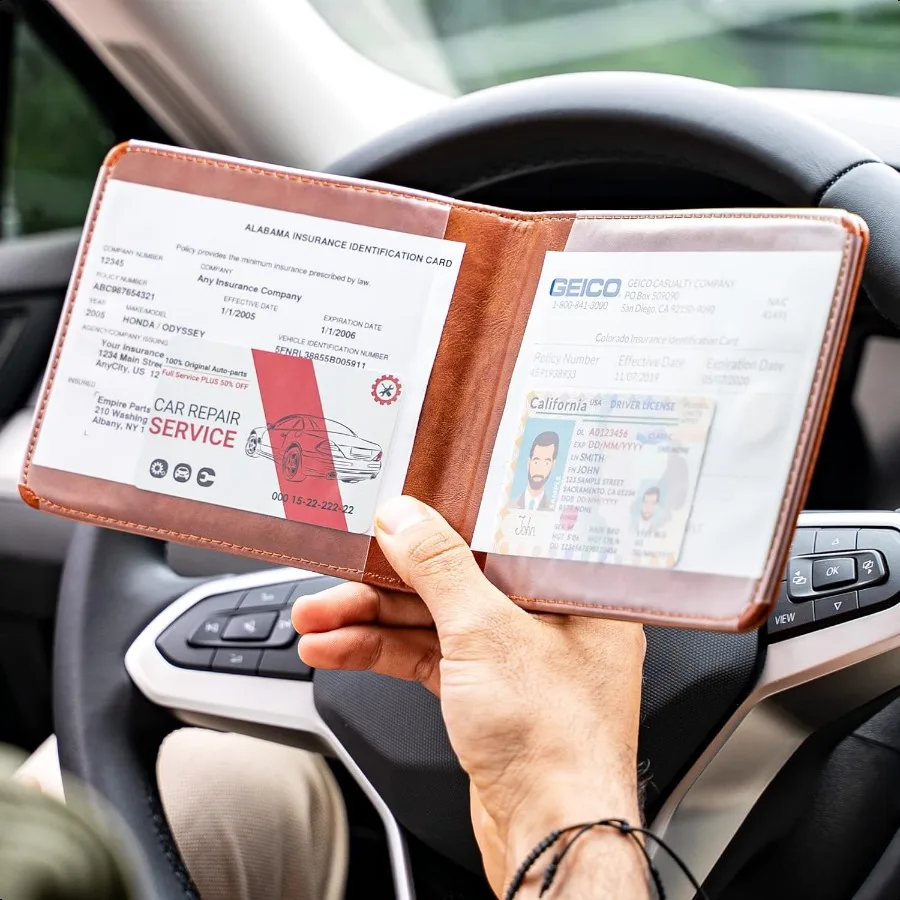 Porta documenti per auto con registrazione e assicurazione, porta documenti con chiusura magnetica, porta guanti per veicolo, portafoglio per SUV Mo