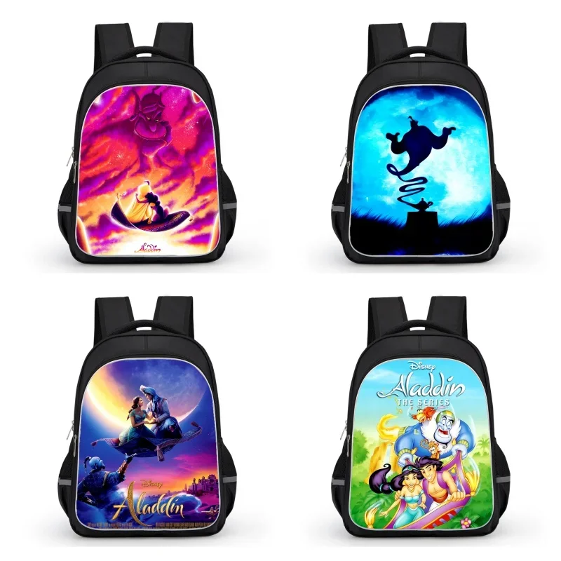 16-inch Aladdin School Bags with Double Zipper Pocket,Orthopedic Cartoon Bags for Boys Girls,Durable Kid Bags for Pupil Students